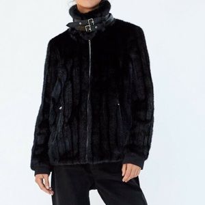 NWT Zara Faux Leather Teddy Biker Jacket